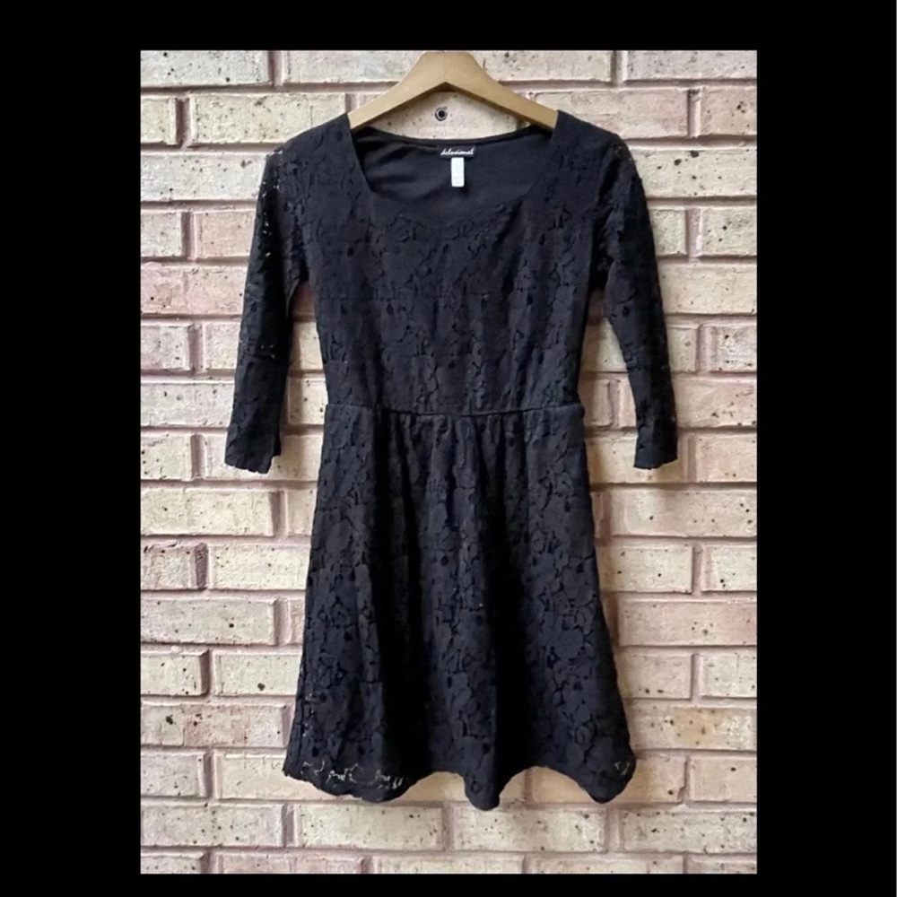 Delusional Black Lace 3/4 Sleeve Dress, Size XS.